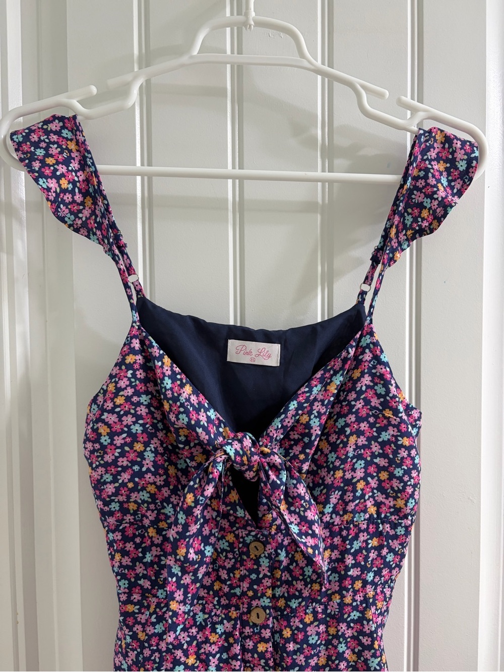 Pink Lily Navy Gathered Bodice Dress - Picture 4 of 7